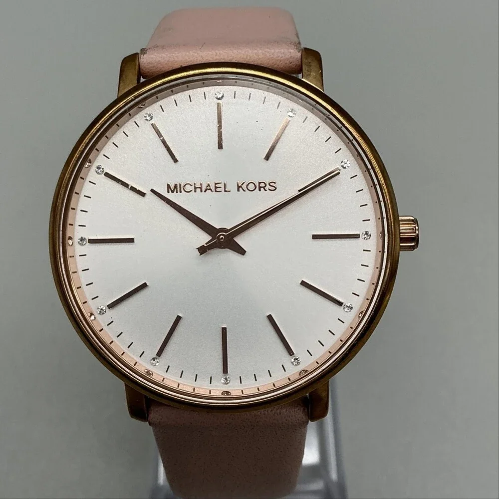 Michael Kors MK-2747 Pyper Womens Watch 38mm Pink Leather Rose Gold New Battery